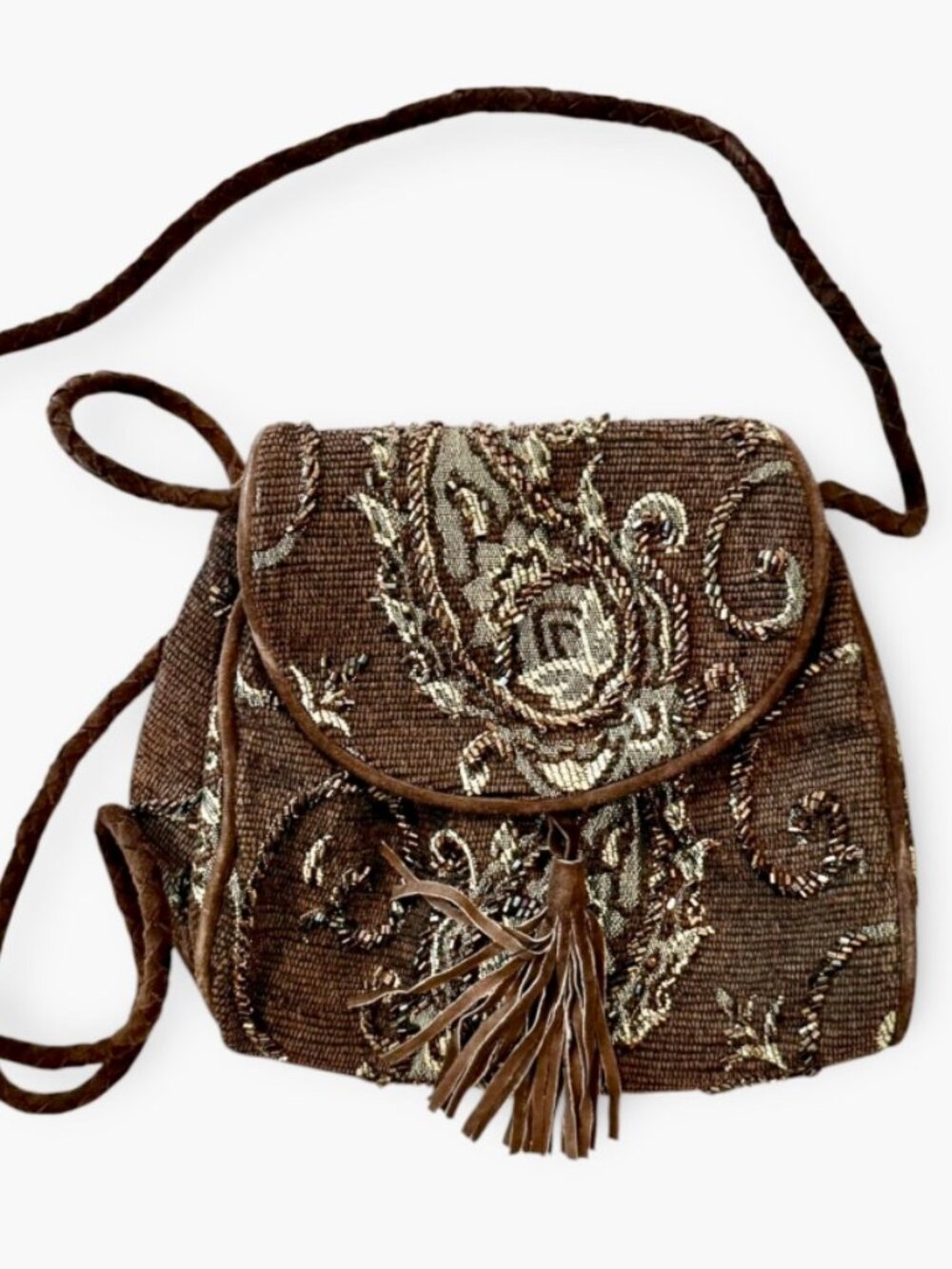 Vintage Boho Paisley Embroidered Beaded Carpet Bag Marco Avané